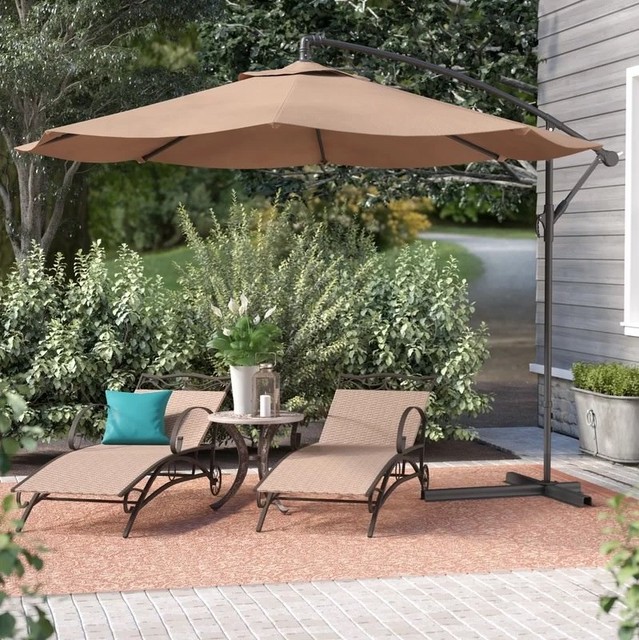 Belleze 10 Ft Offset Cantilever Patio Umbrella With Base Beige For Sale Online Ebay