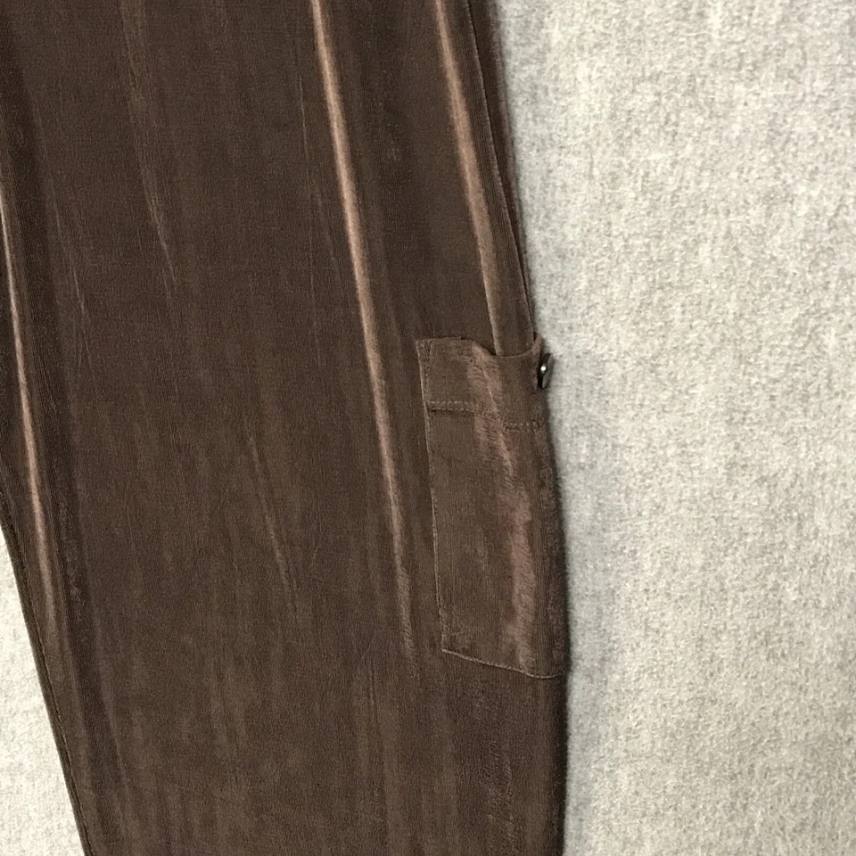 Брюки женские George большие 12 коричневые гладкие эластичные на талии карго карман без застежек - Изображение 4 из 4