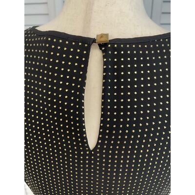 Express black gold dot texture sleeveless flare party cocktail dress  women's 8 | eBay