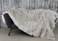 Luxury White fox blanket throw, Real Fur Blanket