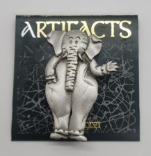 Vintage rare JJ Jonette Artifacts silver tone standing ELEPHANT brooch pin