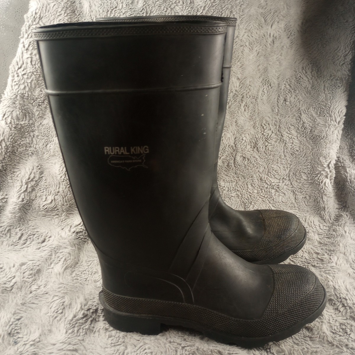Rural King America's Farm Store Knee High Black Rubber Boots Men's  8/Women's 10