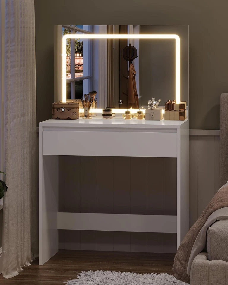 Schminktisch mit LED-Beleuchtung 3 Farben Schminktisch mit Spiegel Kosmetiktisch - Bild 2 von 4
