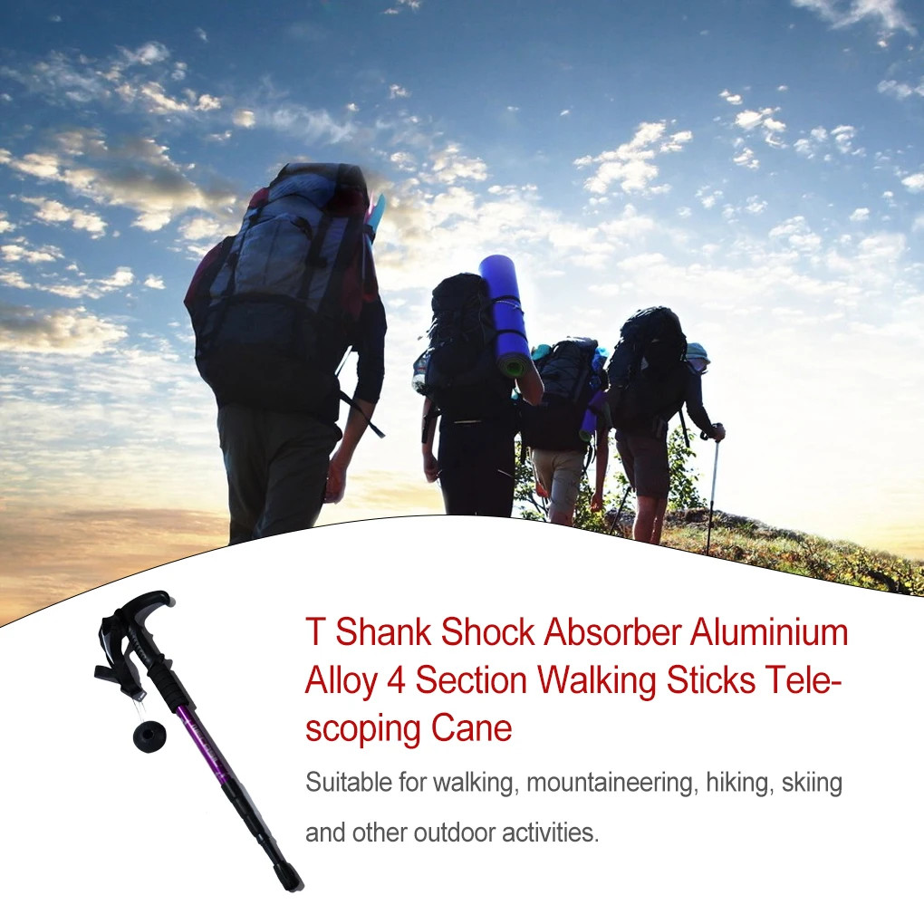 2X Trekking Poles Nordic Walking Hiking Sticks Adjustable Anti-shock Alpenstock