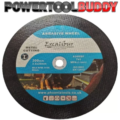 Excalibur 300 x 3.5mm x 20mm metal cutting discs, inox slitting disc, 12”