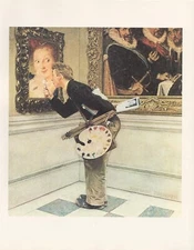 1977 VINTAGE "THE (ART) CRITIC" by NORMAN ROCKWELL MINI POSTER COLOR Lithograph