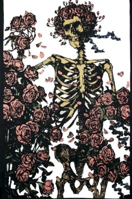 Sunshine Joy Tapestry Grateful Dead Bertha Pink Roses Wall Hanging Sealed 60x90
