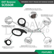 Tijeras De Cizalla EMT De 7.5 Pulgadas - Lote De 25 Unidades, Ideales Para Paramédicos Y Botiquines De Primeros Auxilios