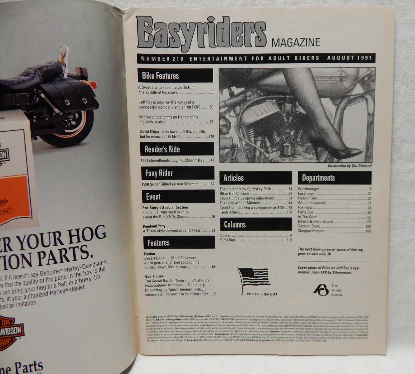 Easyrider Motorcycle Magazine 218 August 1991 (A)