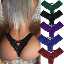1/6 Pack Lot Womens Lace Panties Gstring Thongs See Through Underwear Lingeries
