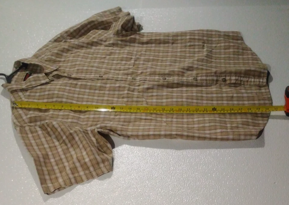 Camisa a cuadros de manga corta con botones Wolverine para hombre, amarilla/blanca/negra, talla XL Foto 2 de 4