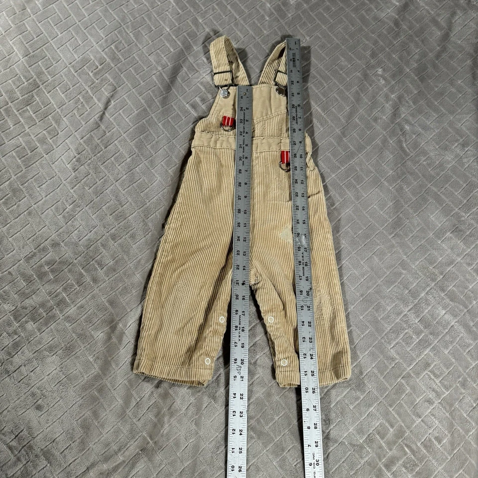 Mono de Pana Vintage Bebé Talla 18 Meses Pantalones Beige Tostado Hecho en EE. UU. Foto 2 de 4