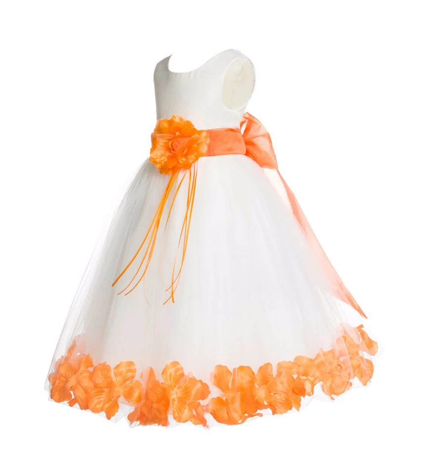 Vestido de novia floral pétalos de rosa marfil flor niña tul princesa niños Foto 2 de 2