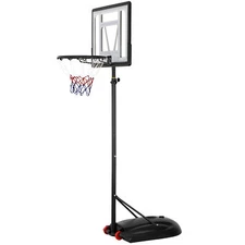 Adjustable Height Portable Full-Size Basketball Hoop 32" PVC Backboard w/ Wheels