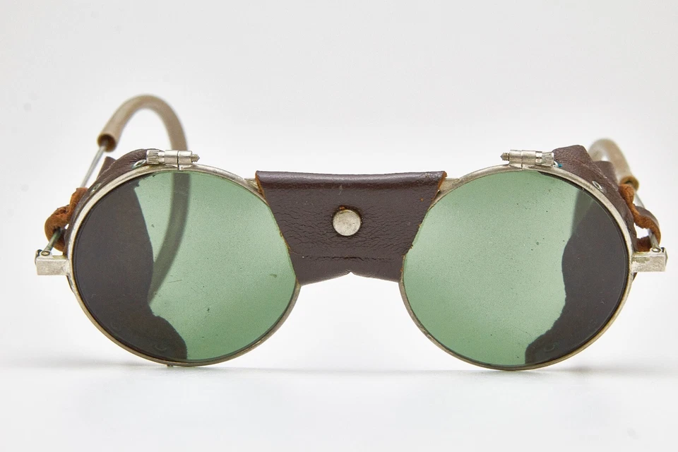 1980s vintage round sunglasses JULBO leather eyeglasses burning man goggles - Image 2 of 4