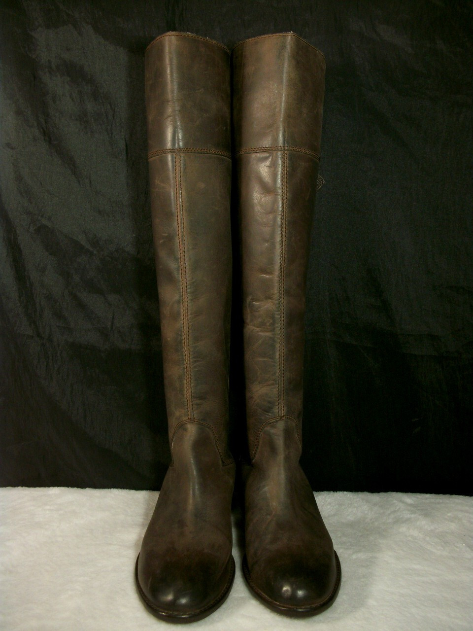 DIBA SUTTON BROWN DISTRESS LEATHER BACK ZIP ABOVE KNEE RIDING BOOTS 7M FREE SHIP
