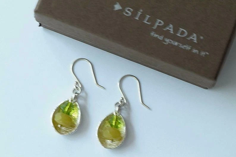 Pendientes Serpentina Verde Plata Esterlina Silpada W2142 Foto 3 de 4