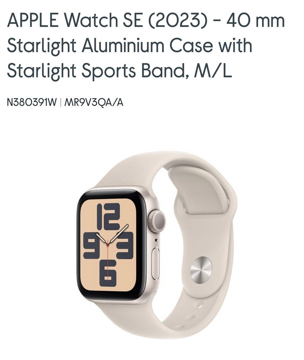 Apple Watch SE (GPS 40mm) Starlight Aluminium Case Starlight