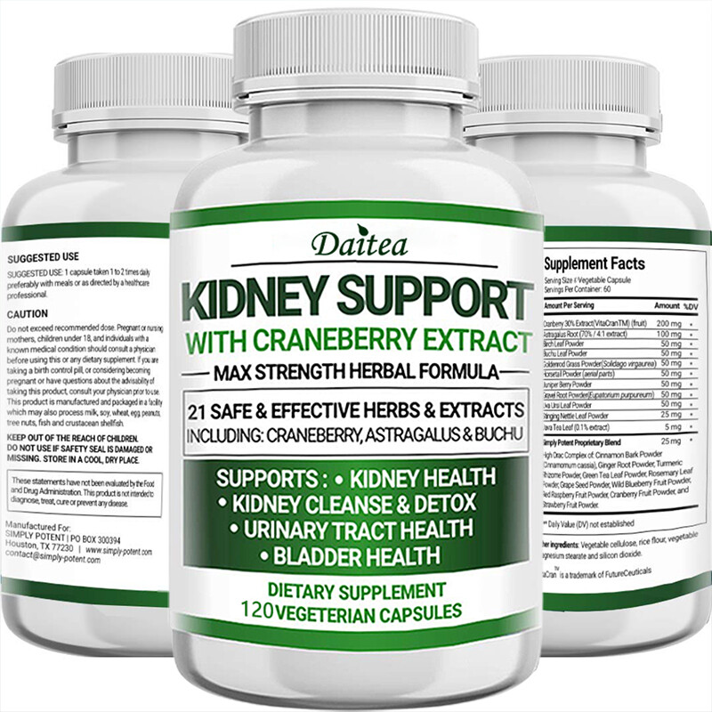 Cápsulas herbales de máxima fuerza de soporte renal con extracto de arándano