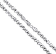 Italian Solid Sterling Silver Rope Chain Necklace Thick 925 Silver Chain 4MM