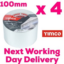 4 X Aluminium Foil Tape Rolls 100mm X 45m TIMCo