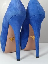 Prada Blue Suede Platform Heels – Stiletto Pumps EU 37 Designer Statement Shoes