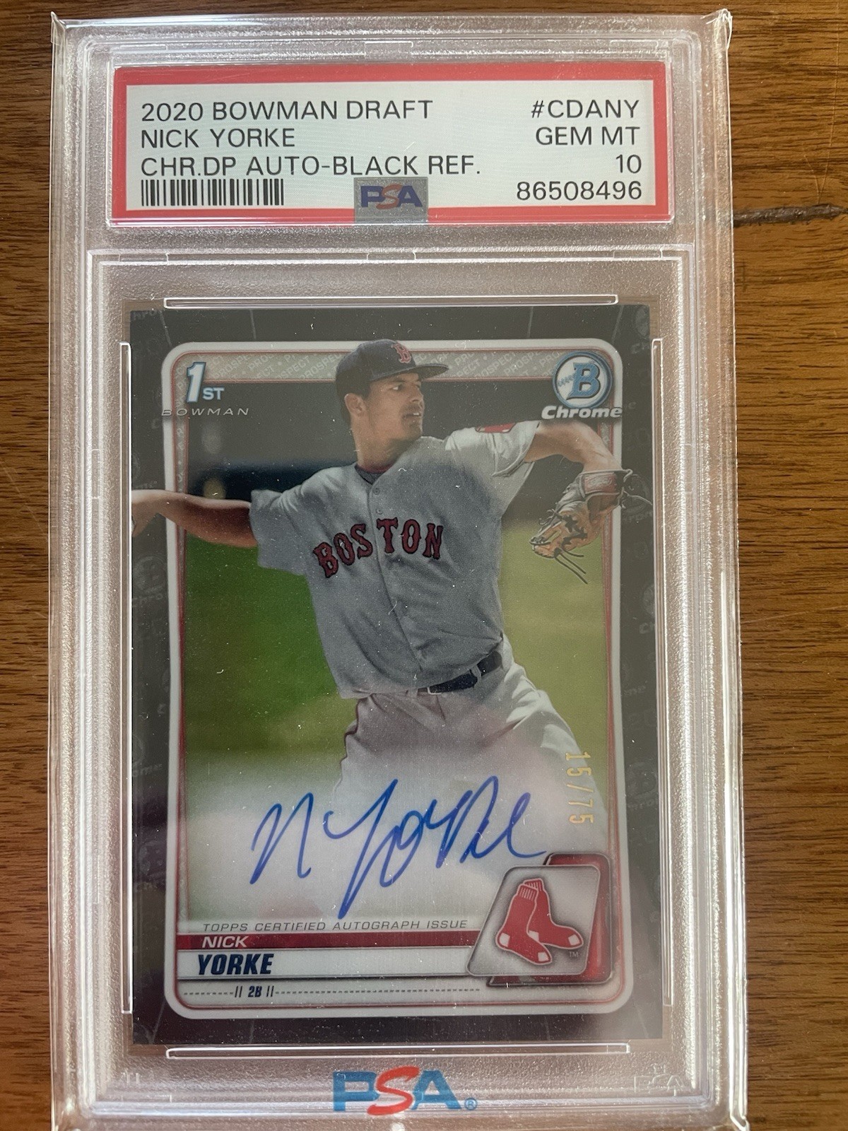 2020 Bowman Draft - Chrome Draft Picks Autographs Nick Yorke #CDA-NY Black /75