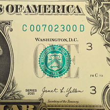 Date Note July 23 & Zip Code Note For Fanwood NJ 07023 $1 One Dollar Bill UNC