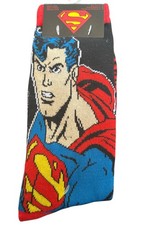 2 NEW PAIRS OF DC COMICS SUPERMAN CREW SOCKS SIZE 6-12 NOVELTY SOCK