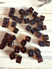 40 BROWN CLEAR CUBE SQUARE GLASS BEADS 6mm BEADS- DIY JEWELRY MAKING