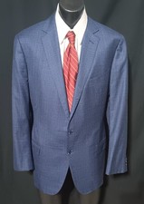 Zegna Sport Coat 46R Dual Vents Amazing Blue Plaid
