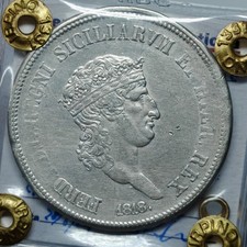 Piastra 120 Grana 1818 Testa Piccola, Ferdinando I Borbone Due Sicilie Napoli