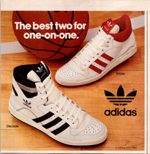 Adidas Vintage 1984 Magazine Ad Strider Decade Basketball Shoes Original Print