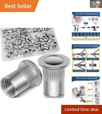 100Pcs 8-32 UNC Rivet Nuts - Durable 304 Stainless Steel Flat Head Fasteners