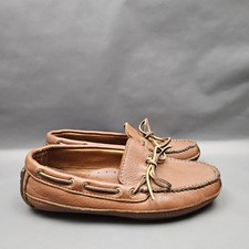 Minnetonka 758 Moosehide Moccasin Shoes Mens 10 Brown Leather Driving Loafers