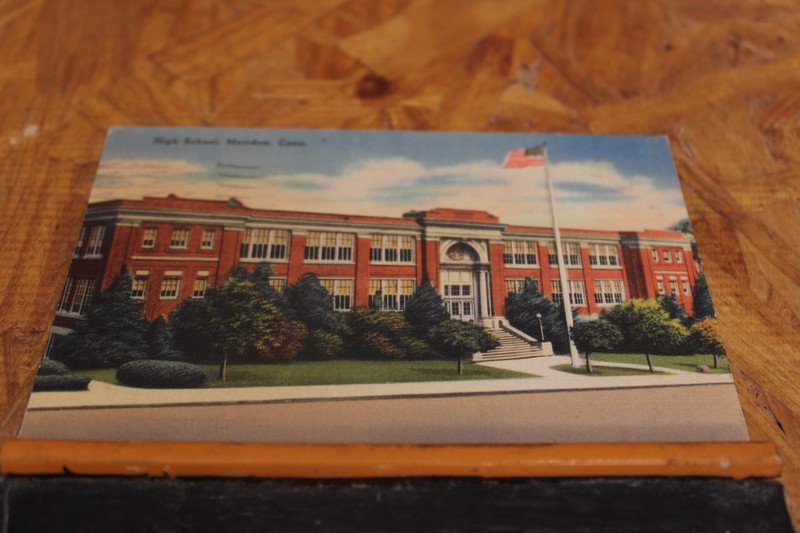 Postcard-X-High School, Meriden, Conn.-Linen-Posted