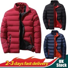Mens Winter Warm Quilted Parka Down Jacket Padded Bubble Puffer Zipper Coats UK
