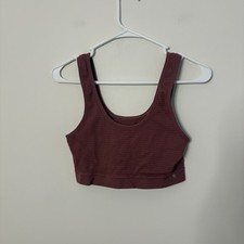 Lucky Brand Women s Sports Bra 1X Non Padded Pink Mauve Waffle Pattern M7