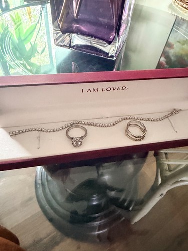 diamond wedding ring and matching tennis bracelt