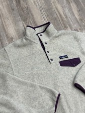 Patagonia Synchilla Snap-T Fleece Pullover Beige Purple Women s Sz M 25455