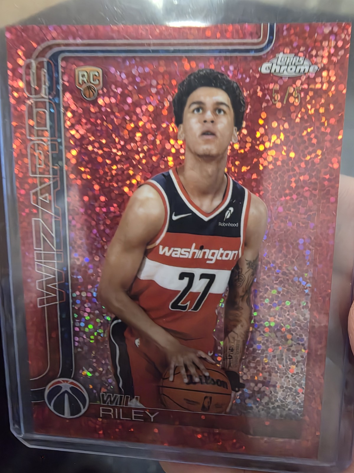 2025-26 Topps Chrome #271 Will Riley RC Variation Red Speckle #5/5 SSP Rookie