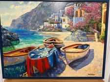 Howard Behrens hand Embellished Painting on Canvas