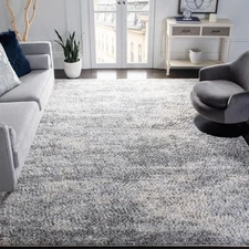 Berber Shag Collection Area Rug - 11' Square, Grey Blue & Cream, Abstract Des...