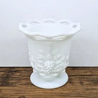 Vintage - 5" Westmoreland Milk Glass Paneled, Footed Spooner Lace Edge Compote