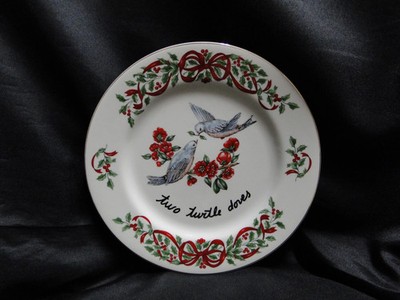 Centurion Ribbon Holly, Red Ribbon: ''2 Turtle Doves'' Salad Plate, 7 1/2''