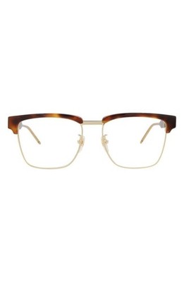 New Gucci Men 52mm Half Rim Optical Glasses Authentic Havana