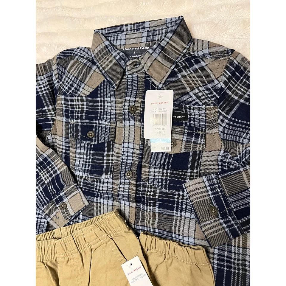 Nuevo con etiquetas Conjunto de 2 piezas de camisa de manga larga con joggers Lucky Brand para niños, talla 5 Foto 4 de 4
