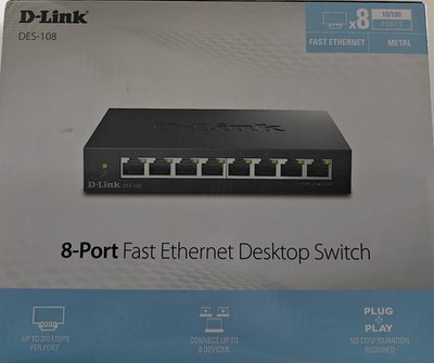 D-Link Switch 8 Port Fast Ethernet Neu Mit Versiegelung