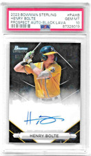HENRY BOLTE 2023 BOWMAN STERLING BLACK LAVA REFRACTOR AUTO /10 PSA 10 OAKLAND