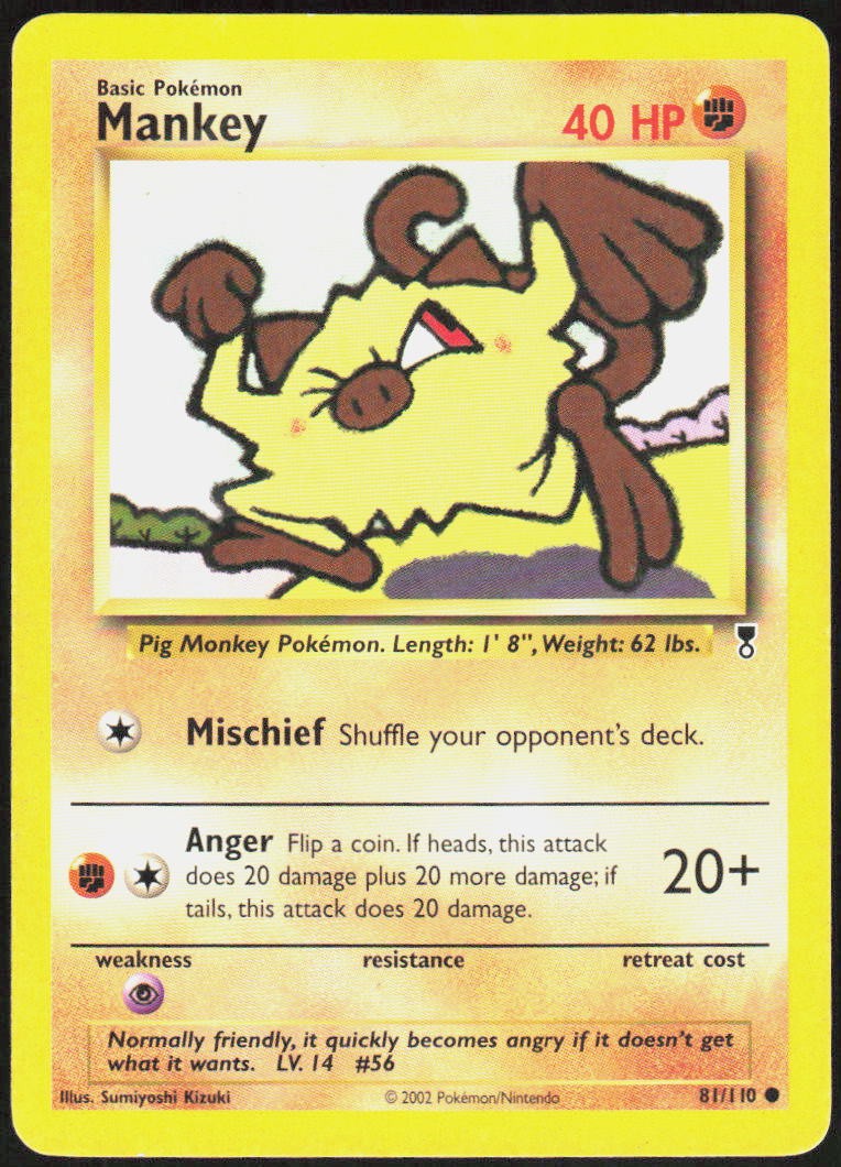 Mankey 81/110 Common Legendary Collection Pokemon Moderately Played
